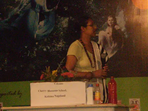 DISPLAY OF VOLCANO ERUPTION TO THE AUDIENCE